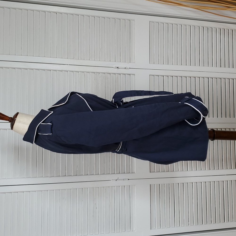 Studio JPR Navy Trench Coat with White Trim Size S - Picture 5 of 9